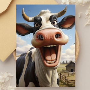 Set of 12 Cow Greeting Cards (Blank Inside)