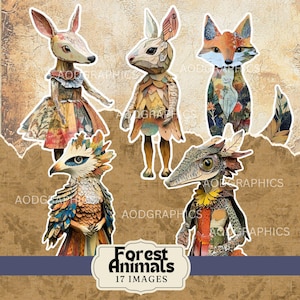 Articulated Forest Doll Printables, Scrapbook Dolls, Junk Journal
