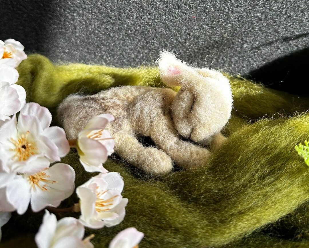Needle Felted Sleeping Bunny - Etsy