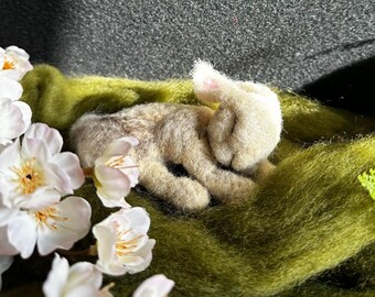 Needle Felted Sleeping Bunny