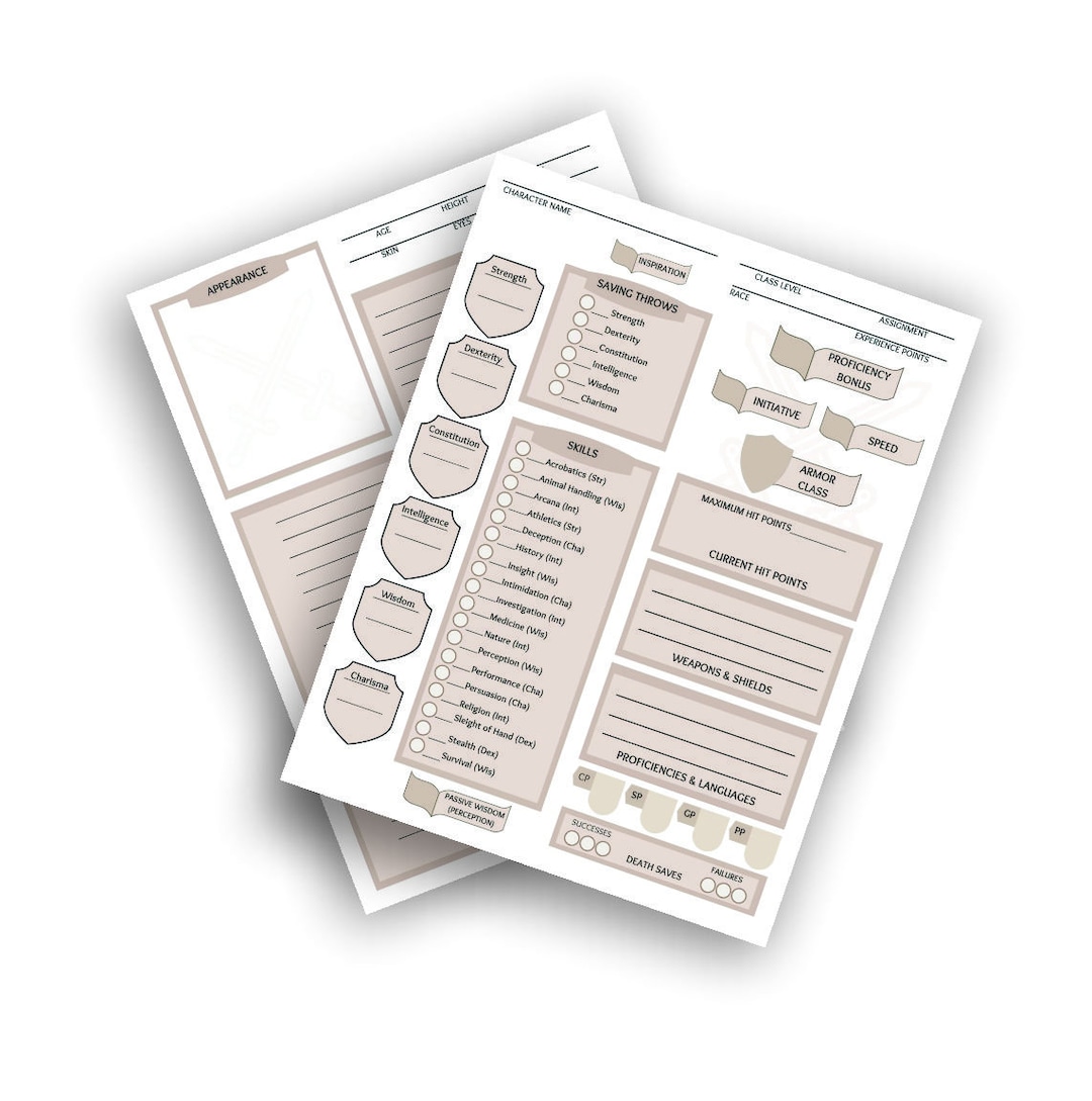 Dnd 5e Character Binder Printable Sheets Dungeons and Dragons Campaign ...