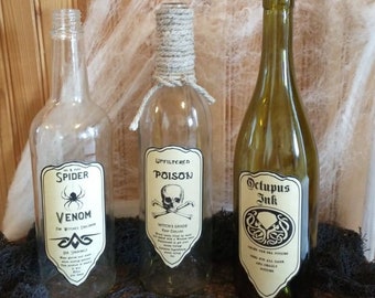 Set of 6 Unique Halloween Potion Bottle Labels