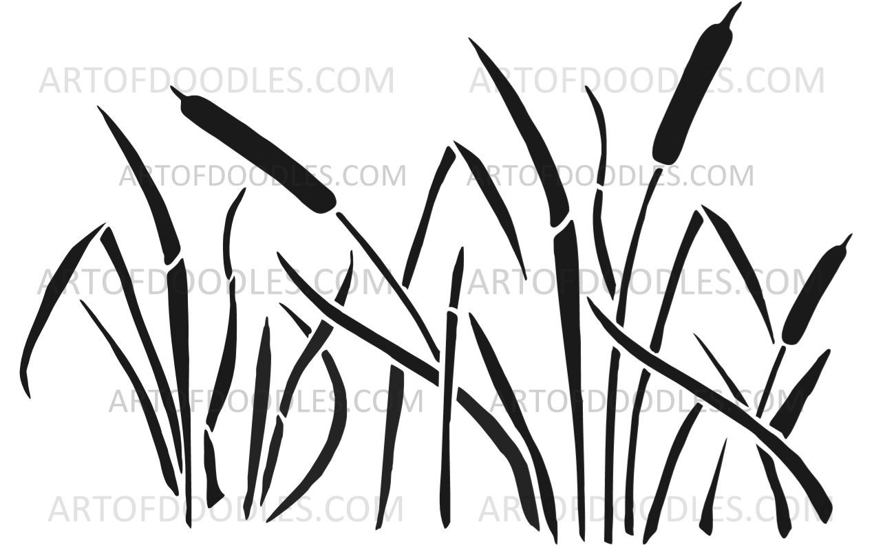 cattails-stencil-cattails-silhouette-cattails-outline-printable-stencil-etsy