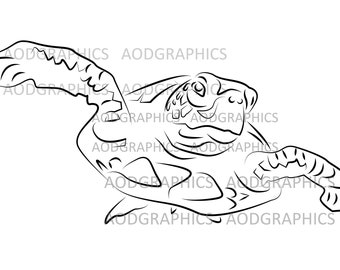 Sea Turtle Instant Download Coloring Page