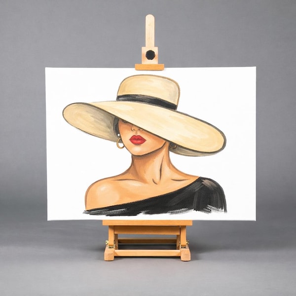 Lady in Hat Plastic Stencil, Reusable Painting Stencil
