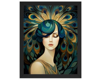 Woman Adorned In Feathers Framed poster