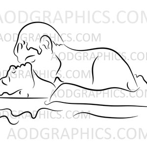 Man & Woman In Water Painting Template, Nude Art, Pre-drawn Canvas, Paint Party Template image 2