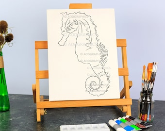 Seahorse Presketched Printable Coloring Page