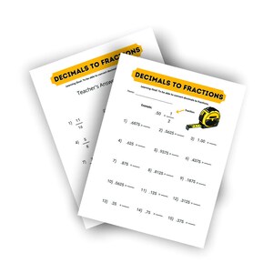 Fractions to Decimal | Decimal to Fractions Worksheet with Teacher Answers