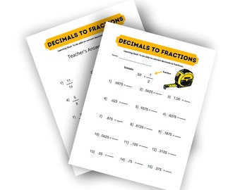 Fractions to Decimals Worksheet | Middle School Math (PDF)