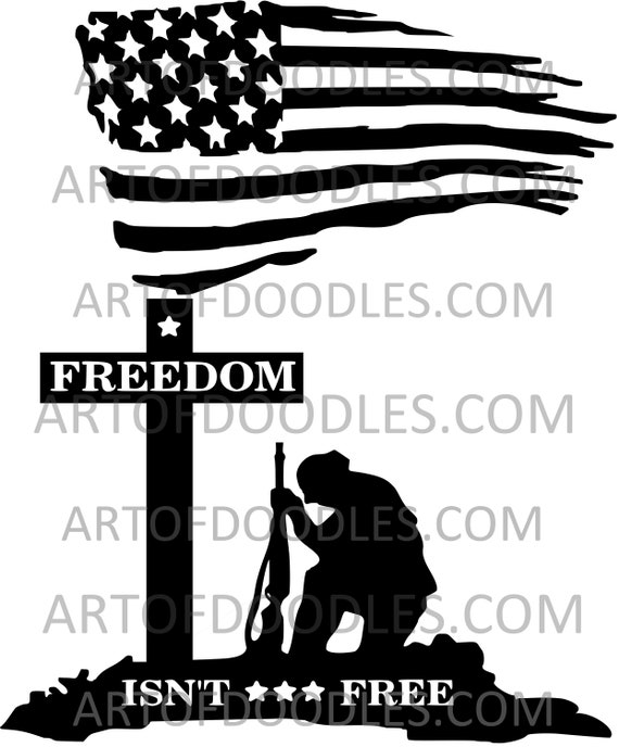 Freedom Isn T Free Clip Art Freedom Stencil Flag Etsy