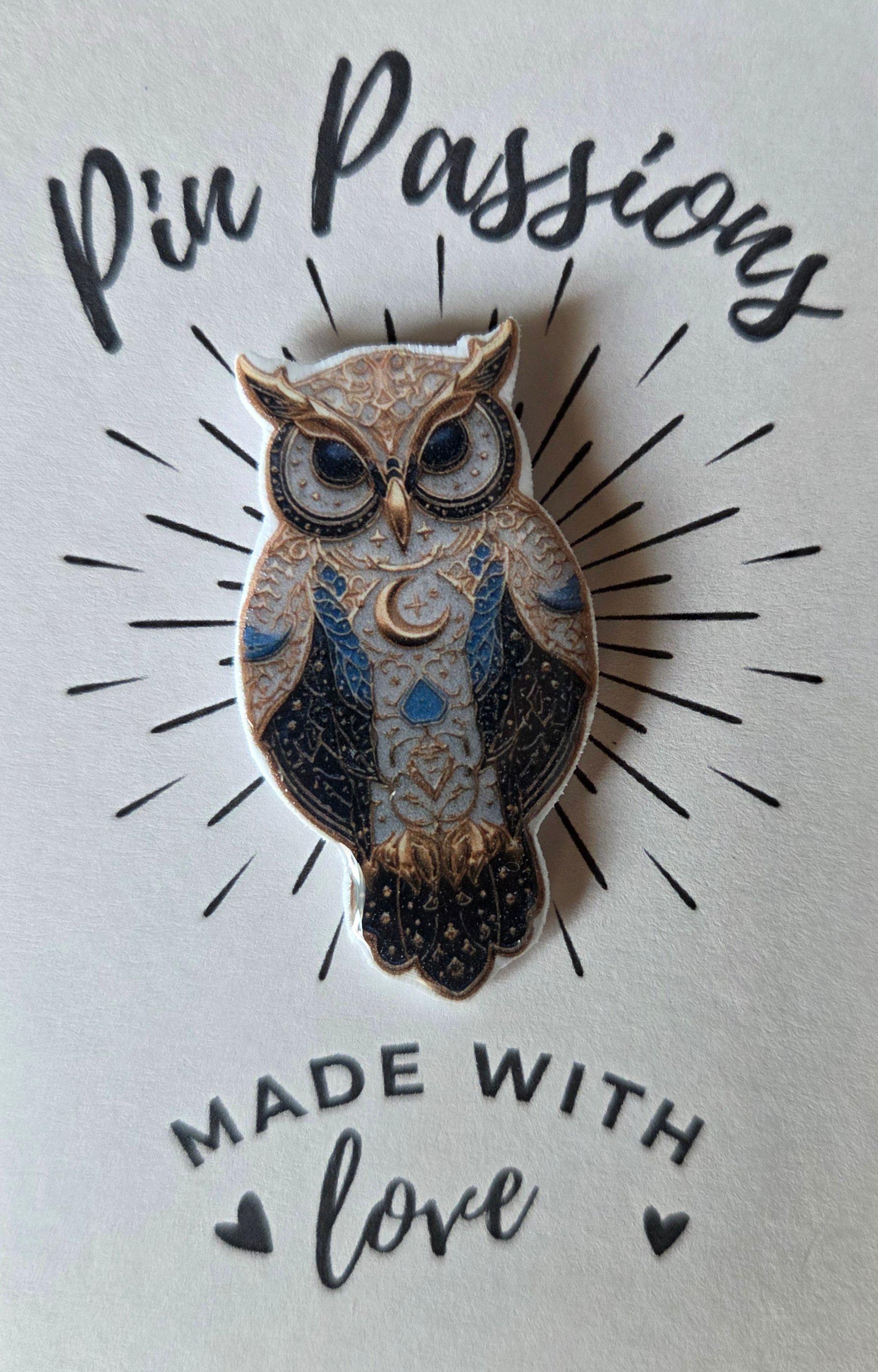 Celestial Owl Plastic Lapel Pin