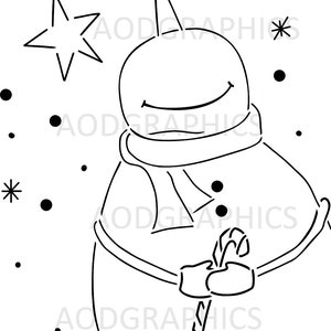 Snowman With Candy Cane Stencil 8x10 image 4