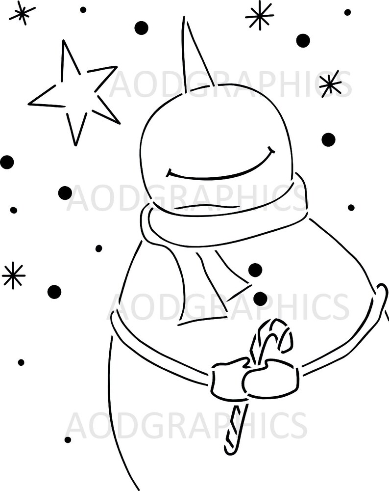 Snowman With Candy Cane Stencil 8x10 image 4