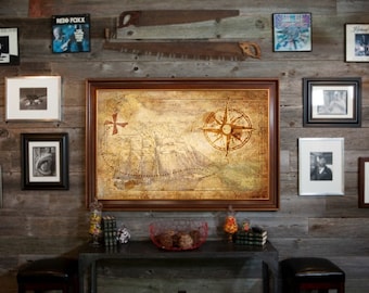 Vintage Nautical Map Print, Antique Style Map, 8x10" Matte Photo Paper