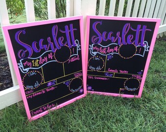Personalized First Day of School Chalkboard, Back to School Poster, Kindergarten Chalkboard, 1st Day of School Sign, Reusable School Sign