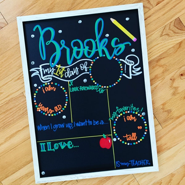 First Day of School, Chalkboard Sign, Personalized Signs, Chalk Board Sign, Back to School, Photo Props, Kindergarten Sign, Preschool Sign