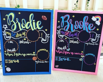 Personalized First Day of School Sign, Chalkboard, First Day of Kindergarten, Personalized, Reusable, First Day of Preschool Sign