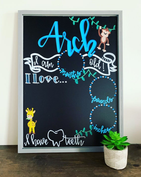 Download Baby Milestone Chalkboard Personalized Month By Month ...