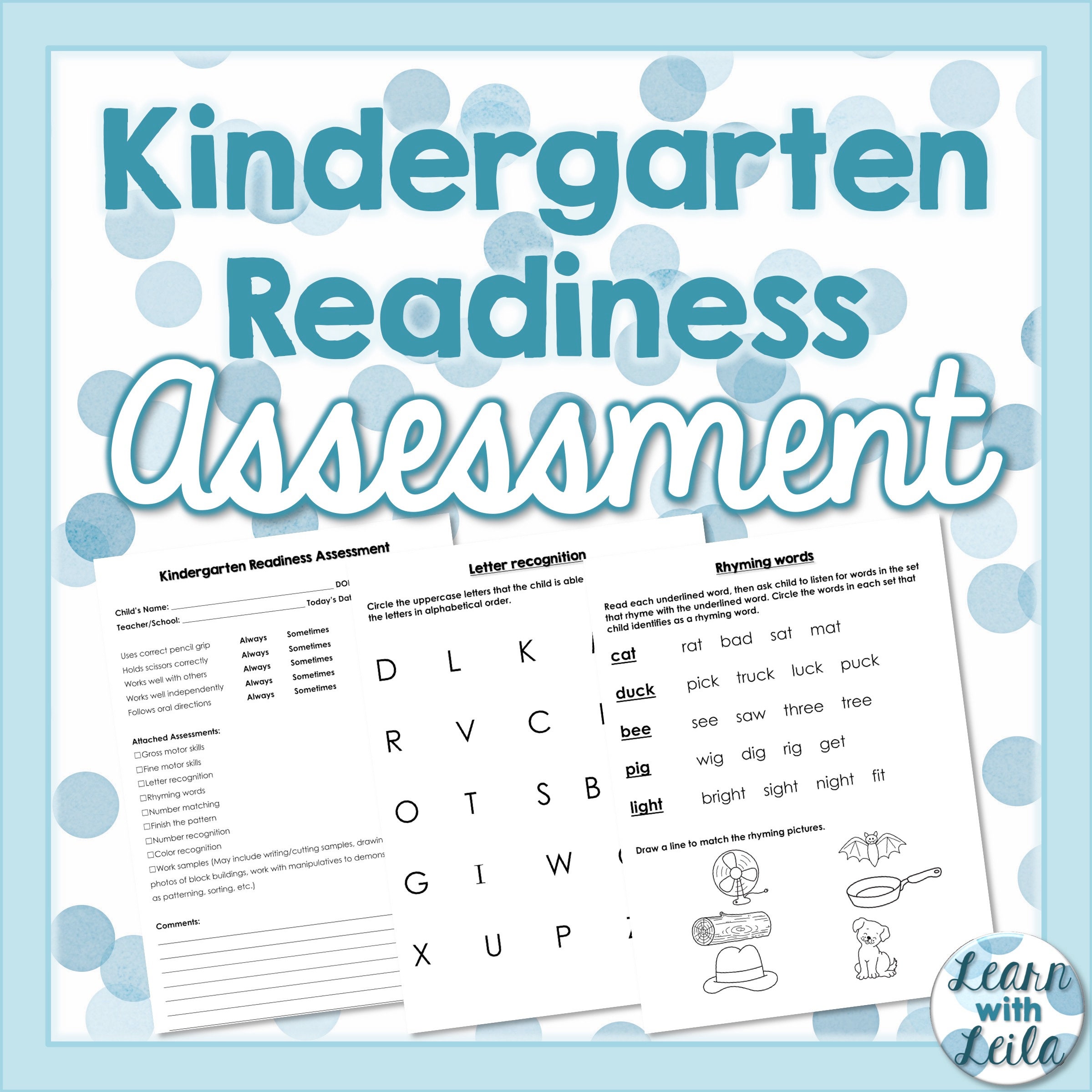 Kindergarten Readiness Assessment Etsy