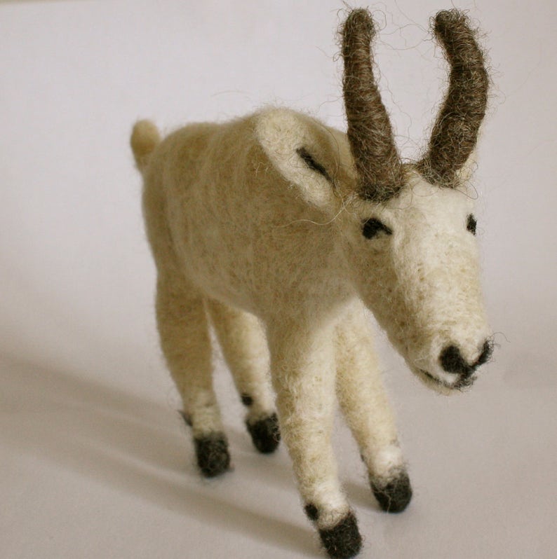Needle Felted Mountain Goat // Felted Animal // Wool // Fibre Etsy