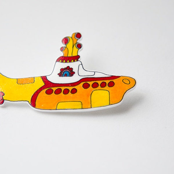 gelben u-Boot-The Beatles epischen Kult Schrumpf Kunststoff Brosche Hand bemalt