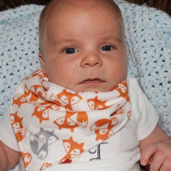 Orange and Gray Fox Bandana Bib