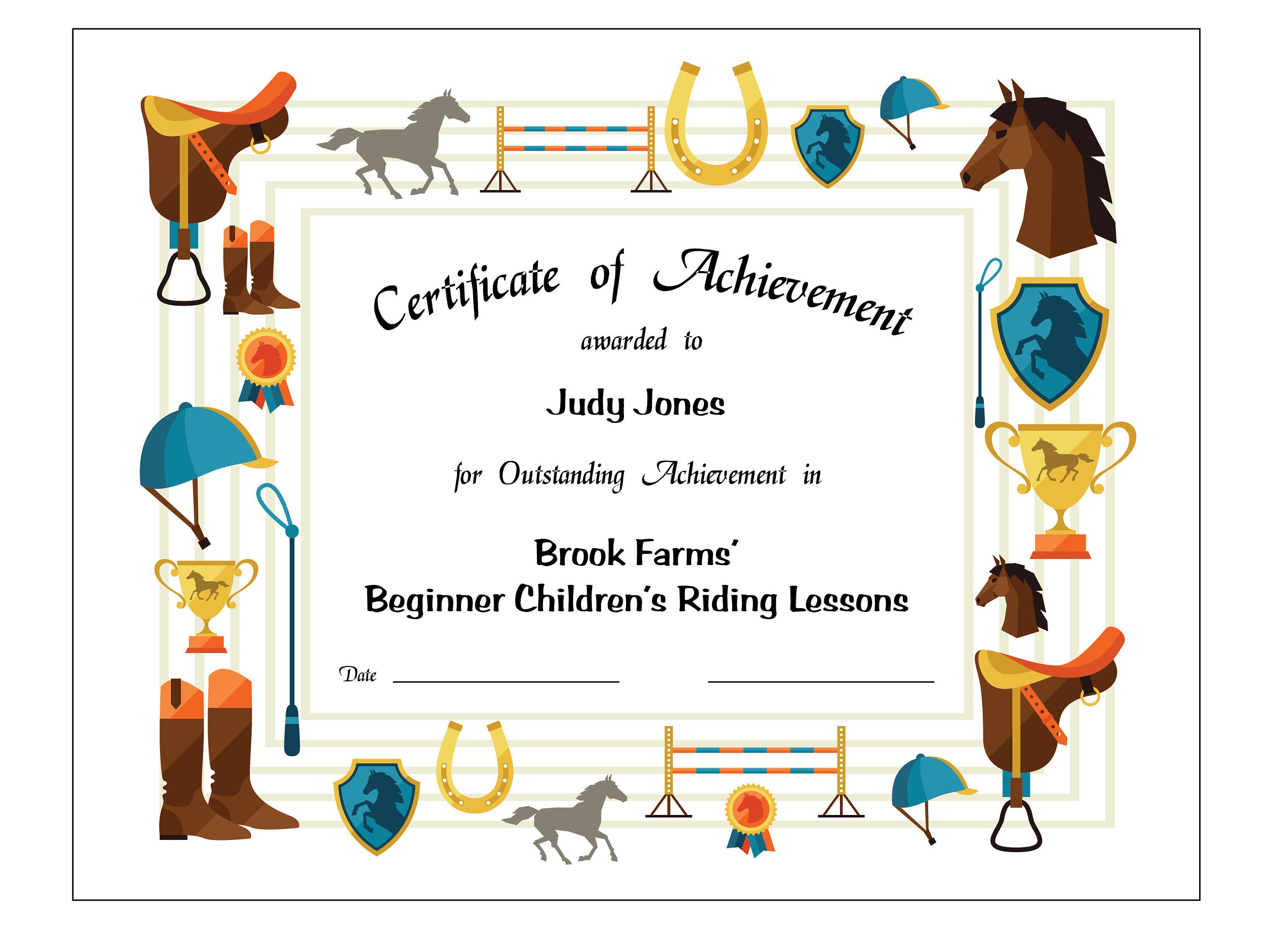 Equestrian Certificate of Achievement Printable Template | Etsy UK