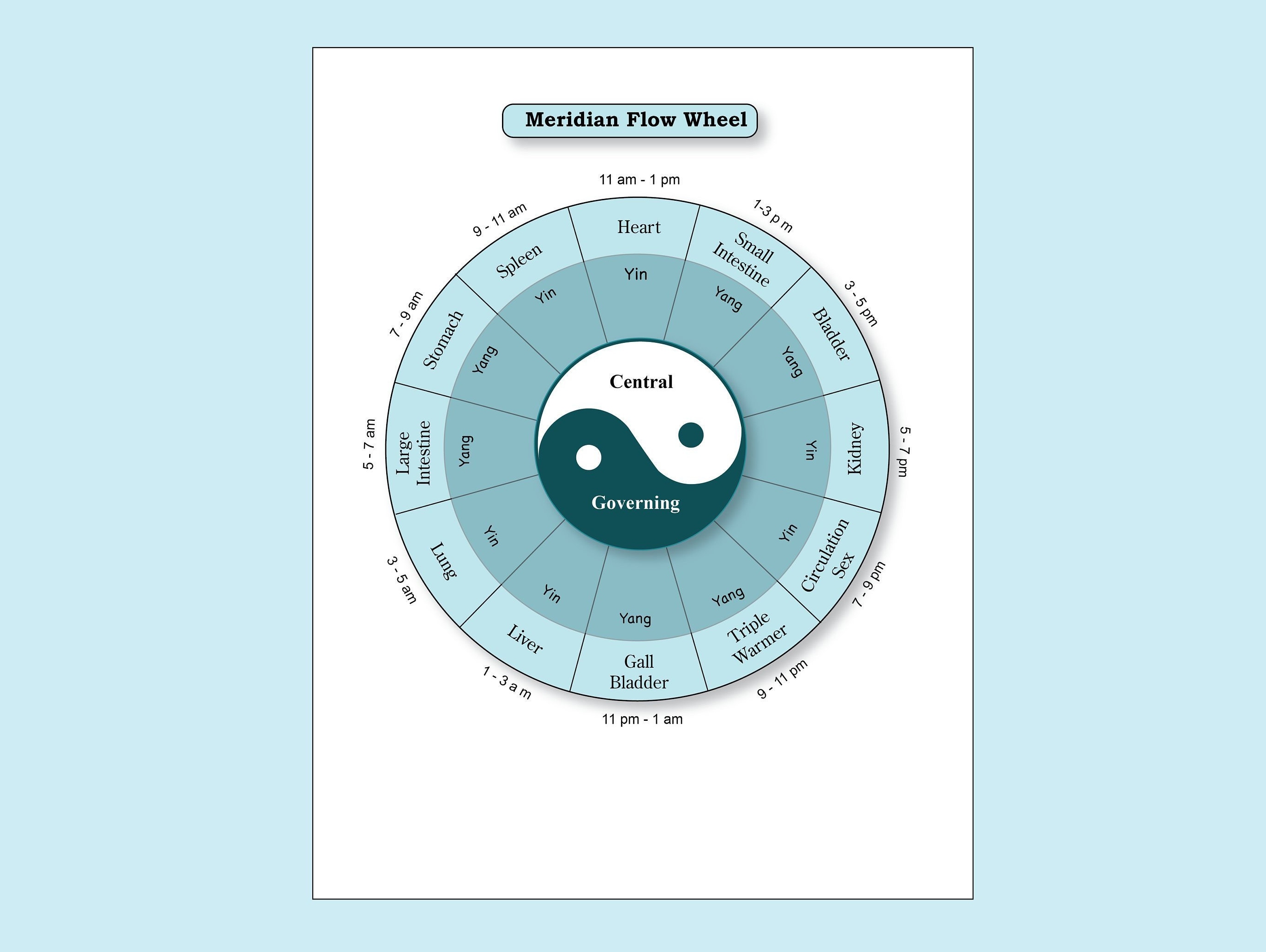 Meridian Hourly Flow Wheel Printable Poster Etsy