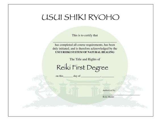 Printable Usui Reiki I Certificate Template Etsy Printable Usui Reiki I Certificate Template Etsy