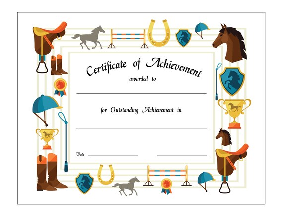 equestrian sports certificate of achievement printable etsy printable sports certificate