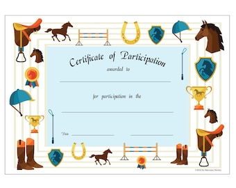 Equestrian Certificate of Participation Printable Template