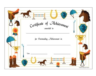 Editable Equestrian Certificate Template Printable Horse Certificate ...