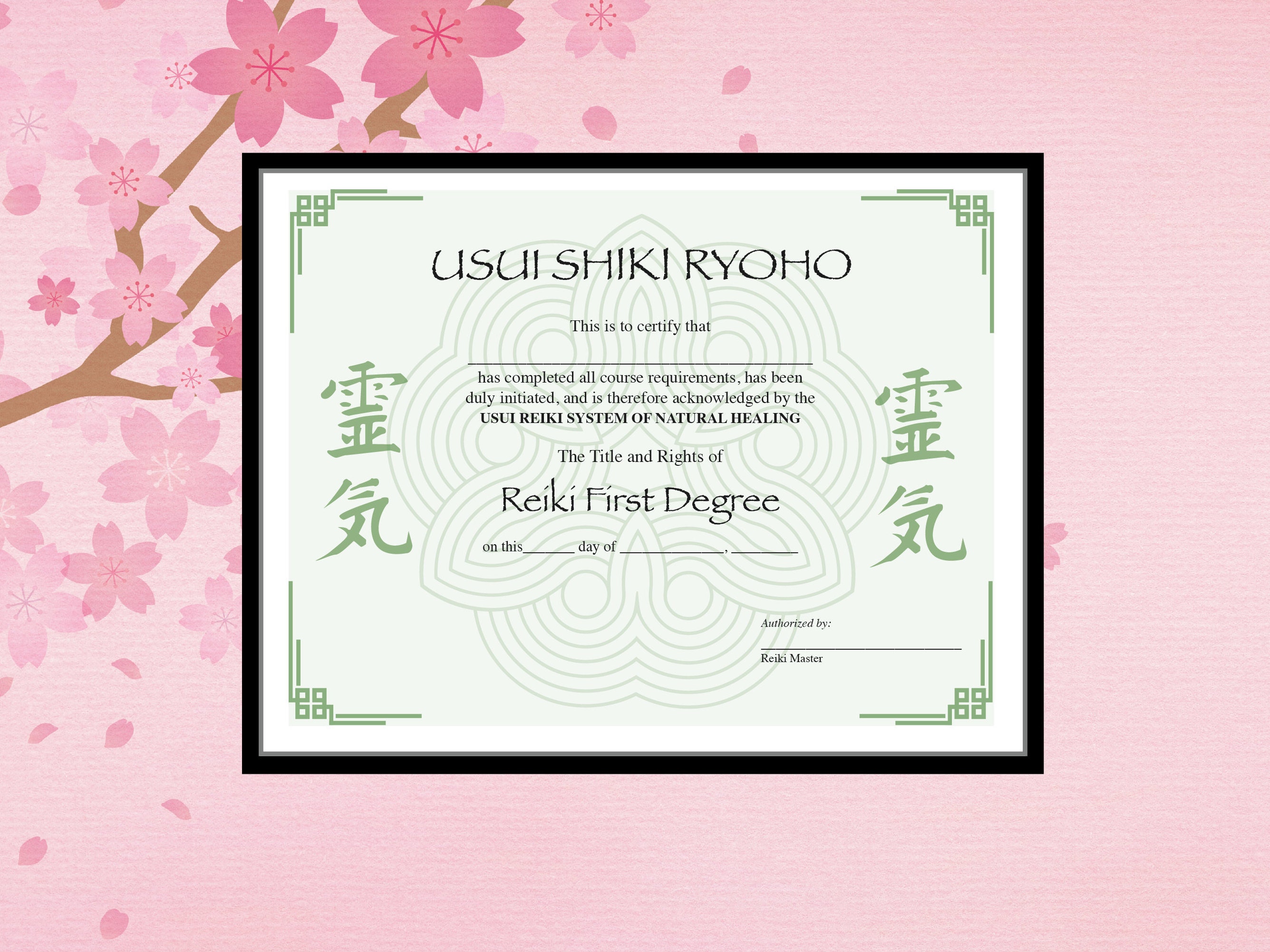 Reiki Certificate Template