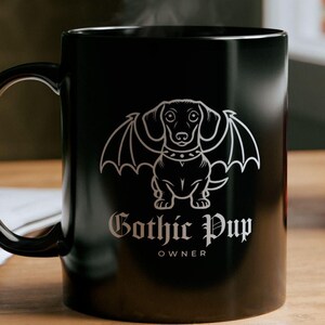Gothic Pup Owner Black Mug for Pet Owners