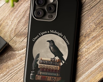 Edgar Allan Poe Raven Case, Gothic Academia iPhone Cover, Vintage Literature Samsung Shell, Dark Raven Art, Literary Gift Accessory