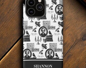 Edgar Allan Poe Phone Case, Gothic Raven iPhone Cover, Vintage Literature Samsung Shell, Google Pixel Case, Nevermore Protective