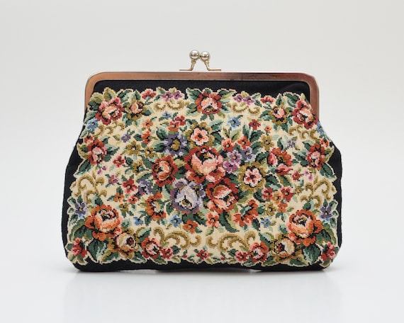 50s Floral Tapestry Clutch - Vintage 1950s Evening
