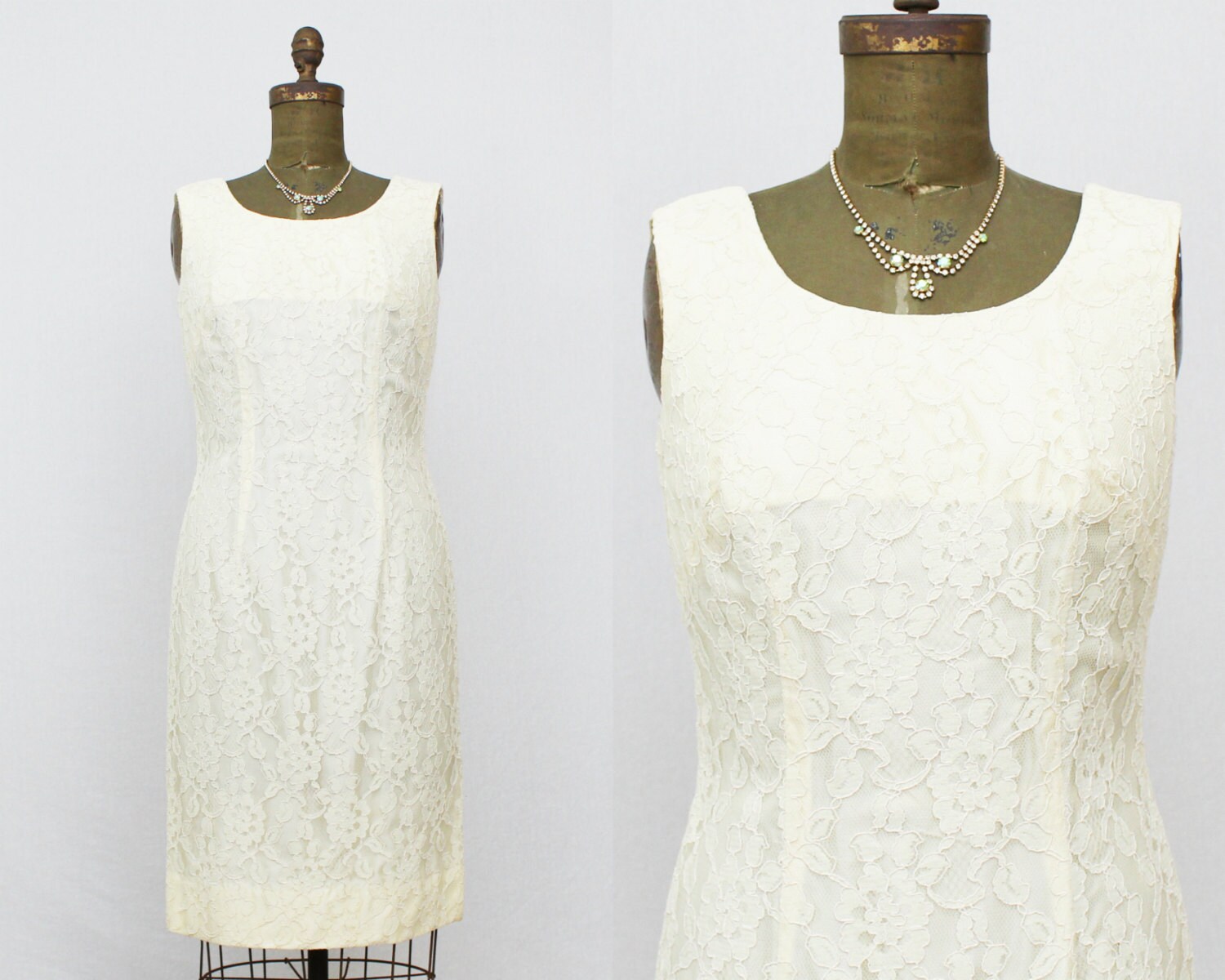 Pale Yellow Lace Dress Short Lace Wedding Dress Vintage