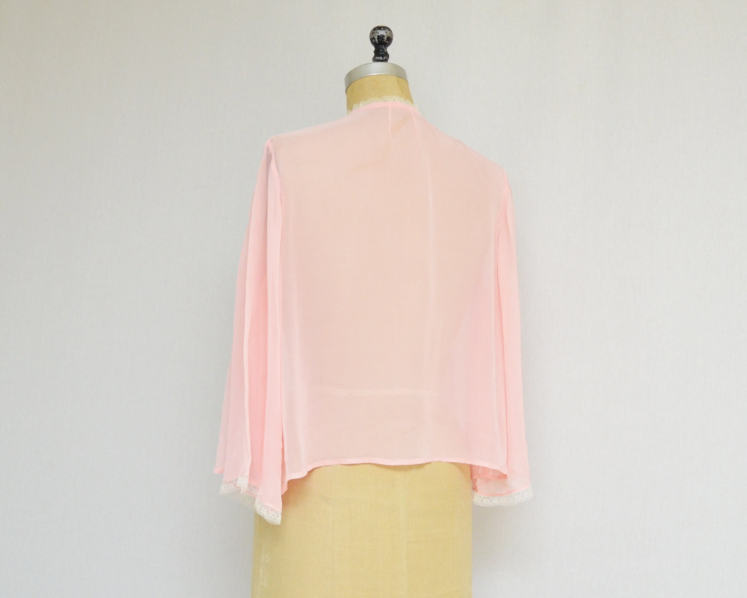 Pink Embroidered Bed Jacket Vintage 1960s Sheer Pink | Etsy