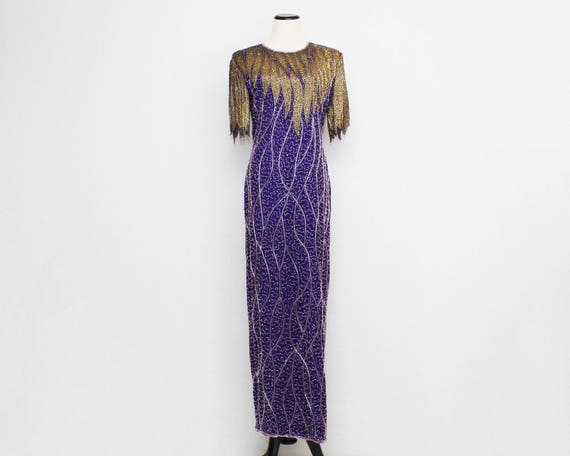 Gold and Purple Pageant Dresses