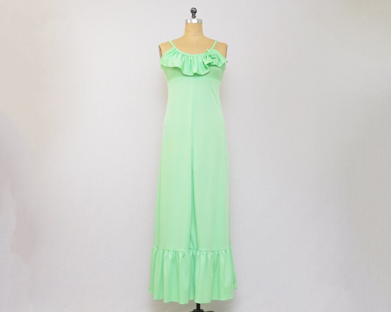 green ruffle maxi dress