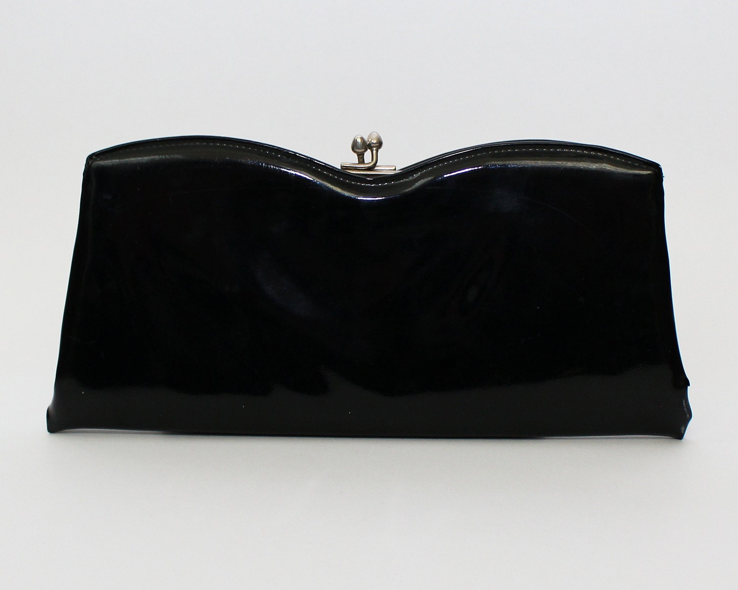 60s Black Patent Leather Clutch Vintage Evening Bag 1960s | Etsy