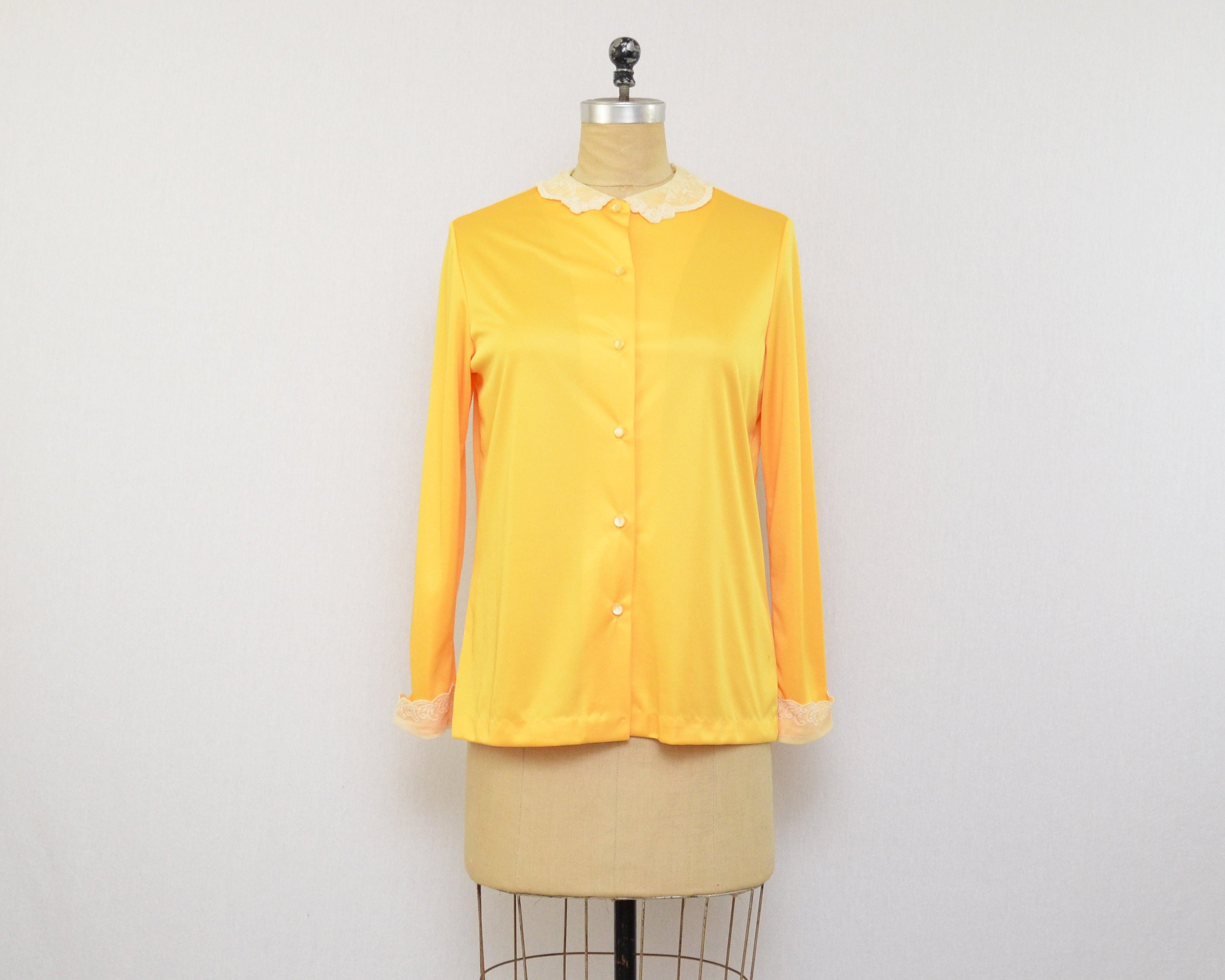 yellow button down blouse