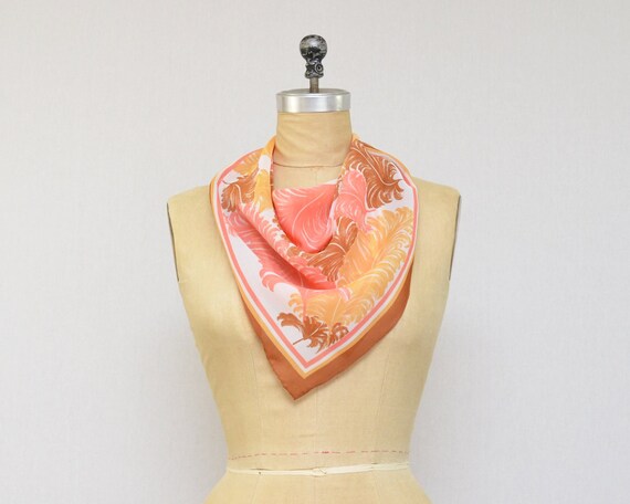 Vintage Feather Print Scarf - Made In Italy