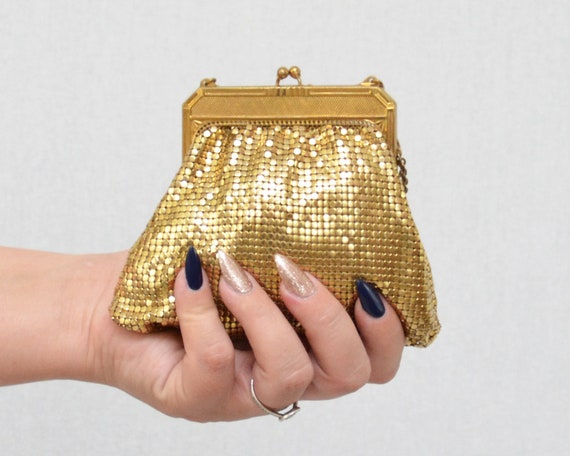 Vintage 1940s Gold Metallic Mesh Evening Bag by Wh