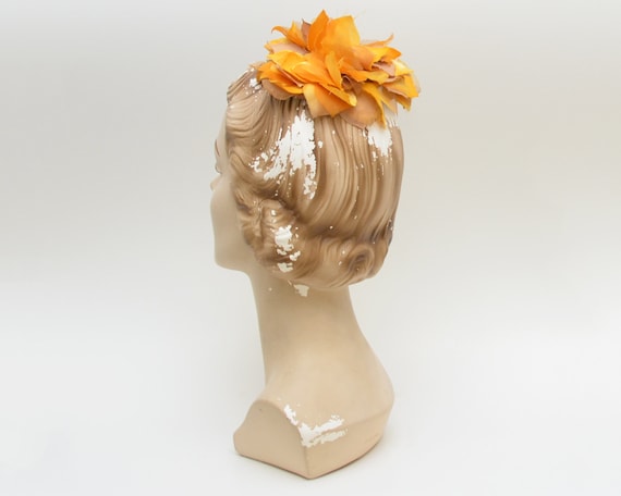 Yellow Silk Flower Fascinator Hat - Vintage 1960s
