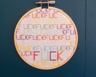 5 inch cross stitch "fuck"