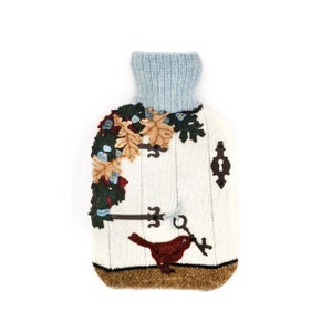 Keeper of the key knitted hot water bottle cover