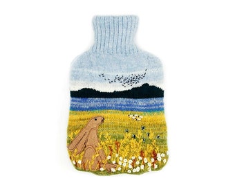 The murmuration knitted hot water bottle cover